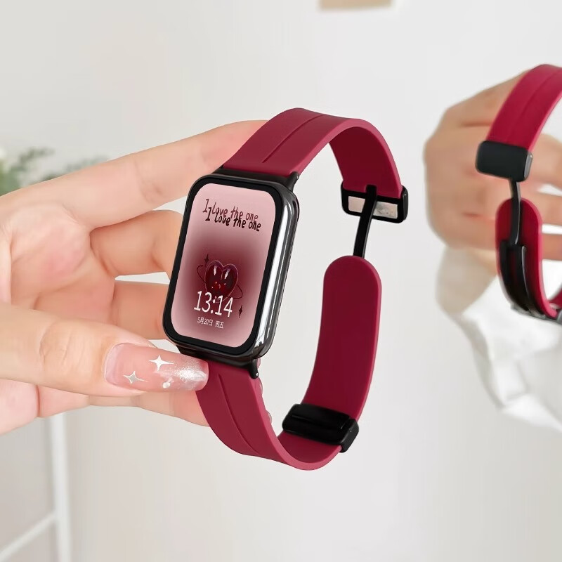 炫戴适用小米手环8pro表带硅胶折叠扣拼色小米手环8pro腕带运动防水