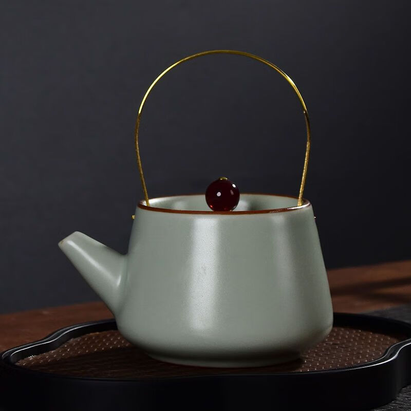 润朋中式汝窑茶壶陶瓷大号古代国风提梁壶古风泡茶壶西施壶复古 单