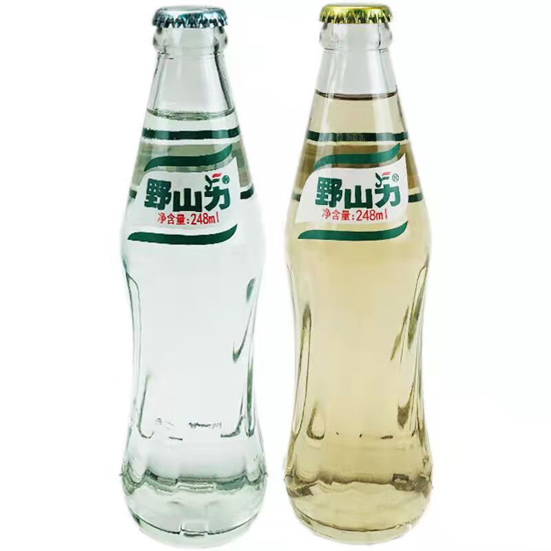 食芳溢野山力汽水老柠檬汽水包饮料整箱网红怀旧儿时玻璃瓶带盖碳酸果