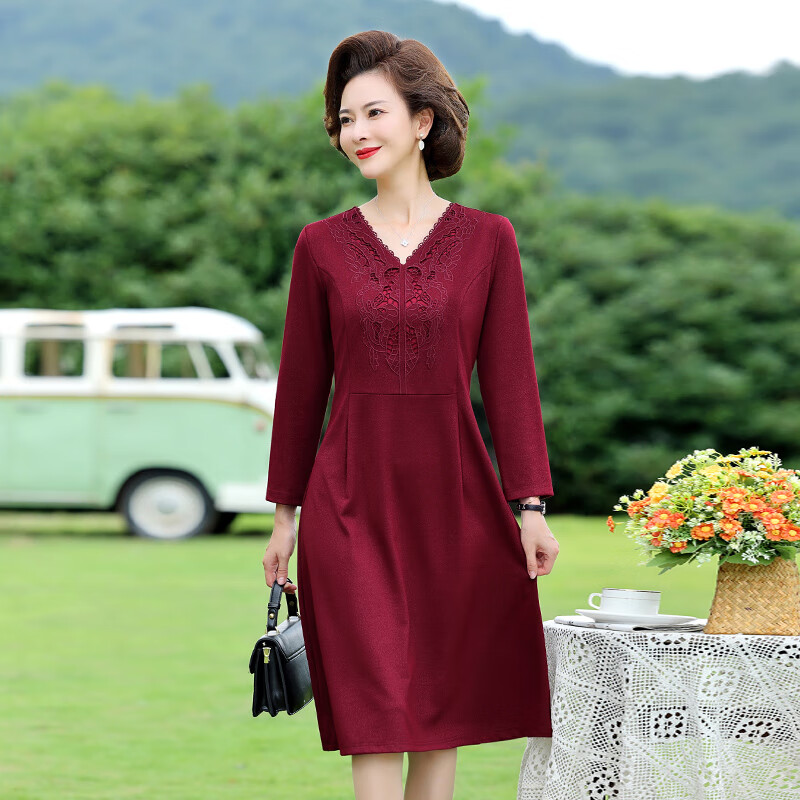 町鸾(tingluan)大码喜婆婆婚宴装200斤妈妈春装连衣裙婚宴结婚礼服