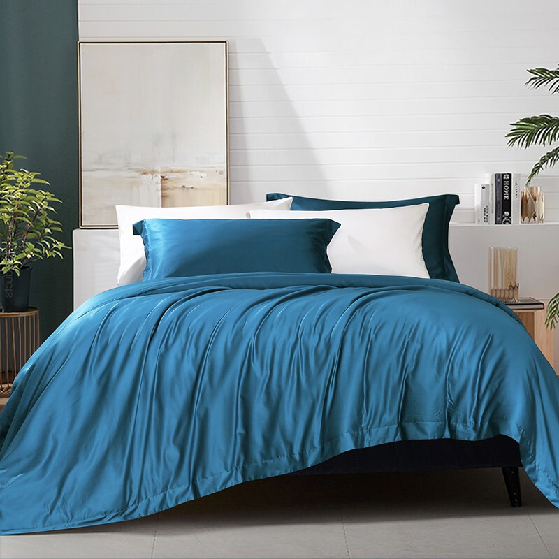 富安娜家纺全棉被套 100支长绒棉单件被罩单双人床上用品  菲拉·蓝1.8米床（230*229cm)）