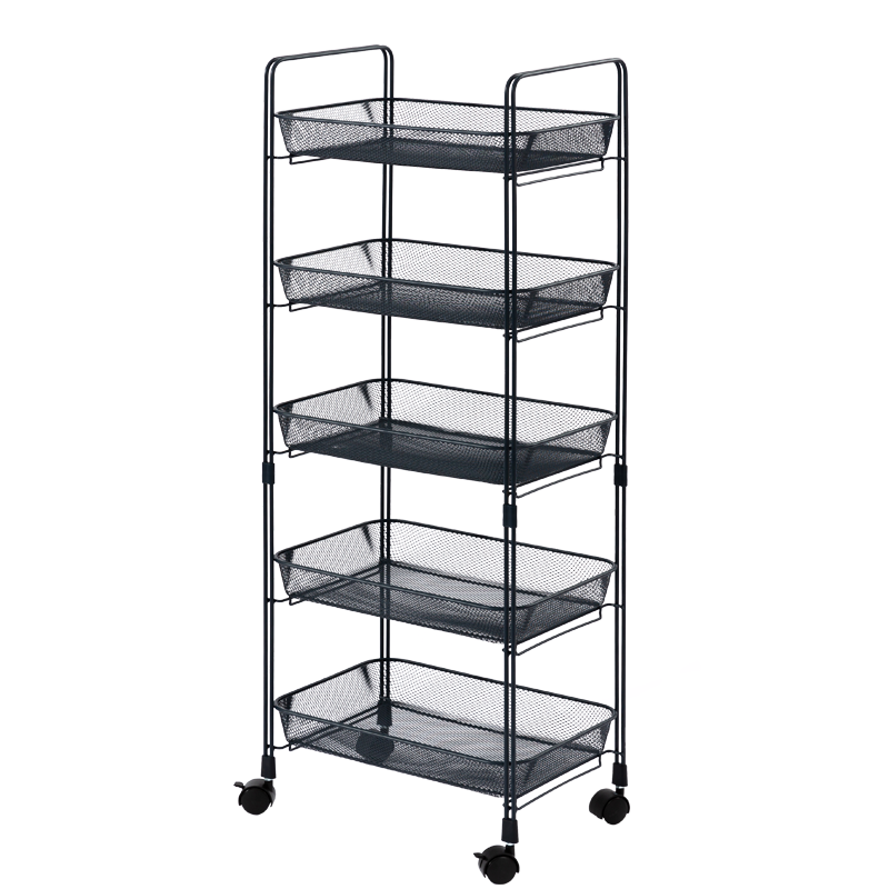 网纳 厨房收纳小推车 客厅卧室储物架零食玩具置物架网篮储物架 五层藏青色WN-7402T2