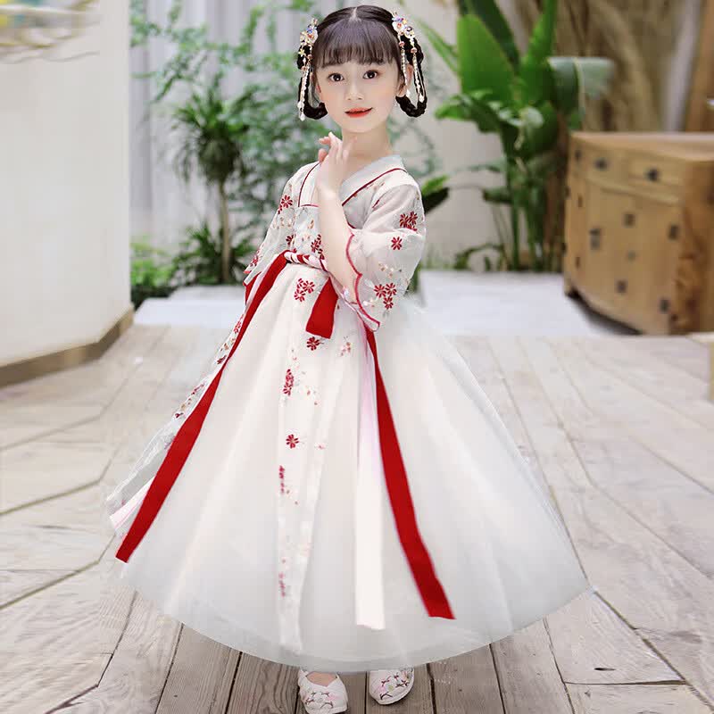 史迪萌儿童汉服女童夏季连衣裙女孩学生中国风襦裙中大童古风超仙潮裙子 红色 120cm高性价比高么？