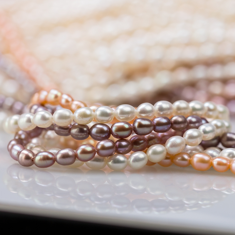 贻贝珍珠4.3-4.8mm短胖米珠手工diy淡水散珠半成品项链 白色系 4.3-4.