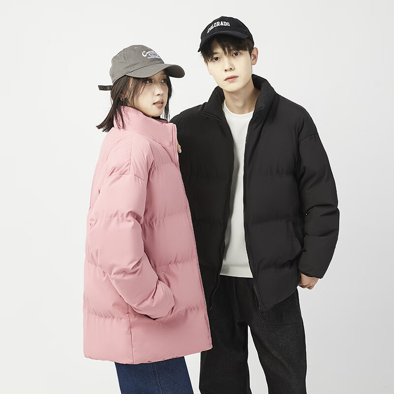 真维斯户外运动秋冬新款冬季面包服男士大码外套上衣情侣棉衣男加厚保暖外套 黑色 XL