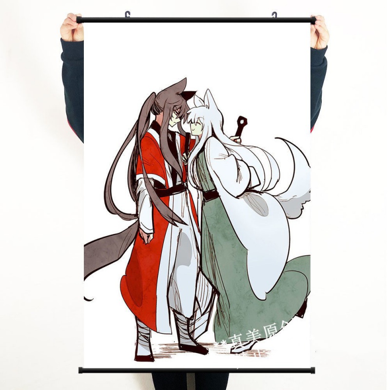 【京选品质】猫之茗周边猫之茗周边挂画海报日式卷轴画动漫布艺装饰画