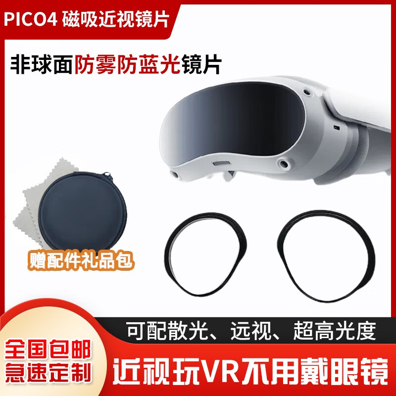 PICO4 注塑磁吸近视眼镜近可做视防蓝光防雾树脂小鸟看看4(2片) 425-600度(防蓝光)
