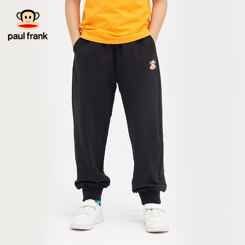 大嘴猴（paul frank）童装儿童裤子2023春秋新款时尚休闲简约束脚长裤 黑色 130高性价比高么？