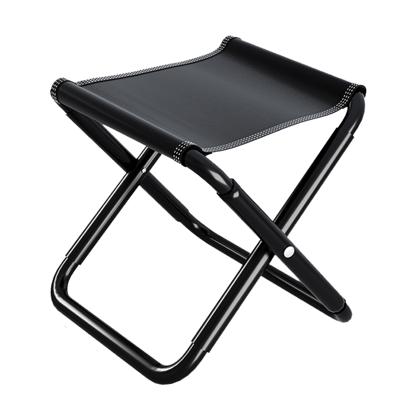 密林 马扎加厚椅子压缩摆地摊钓鱼夜市铝合金便携式家用凳折叠布艺凳子 半折黑-中号