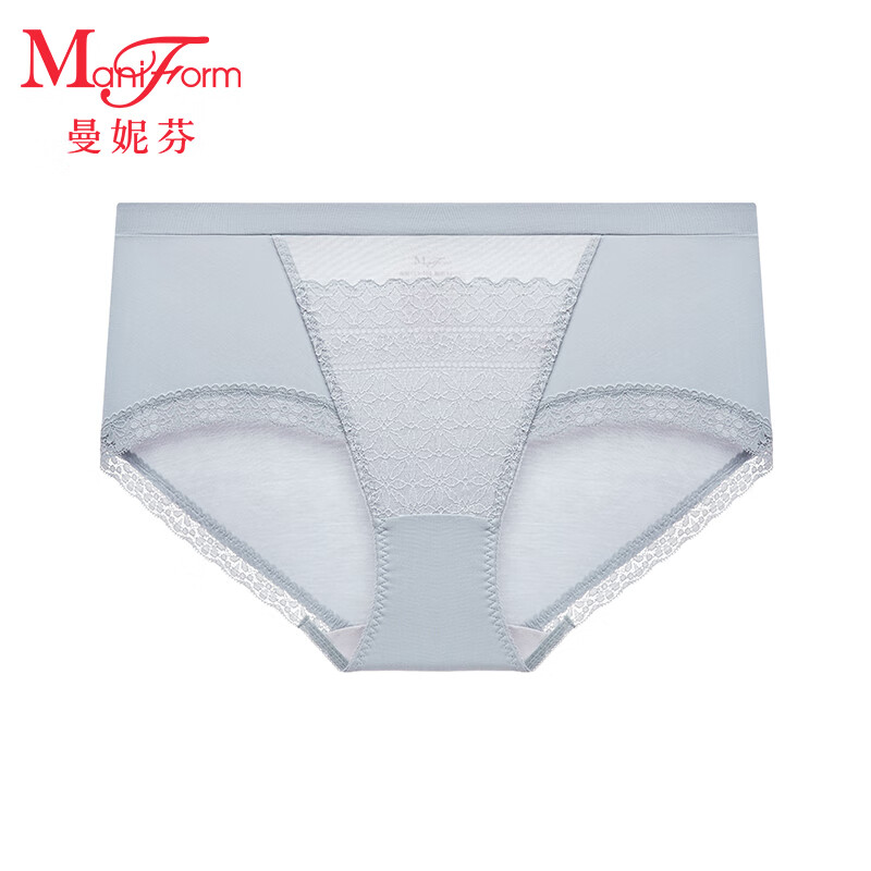 曼妮芬舒柔莫代尔中腰低角裤舒适内裤女士性感蕾丝底裤20612163 030 灰色【花卉蕾丝】 L (165)