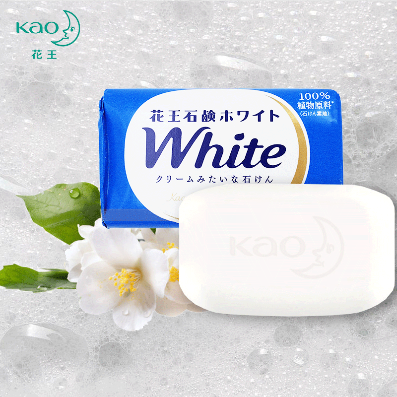 花王kao花王沐浴洗浴皂洁面泡沫香皂肥皂130g 牛奶花香