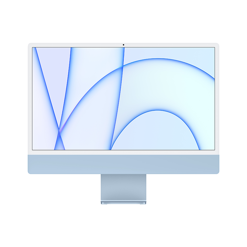 Apple/苹果iMac24英寸蓝色4.5K屏八核M1芯片(8核图形处理器)16G512GSSD一体式电脑主机【定制机】Z12X