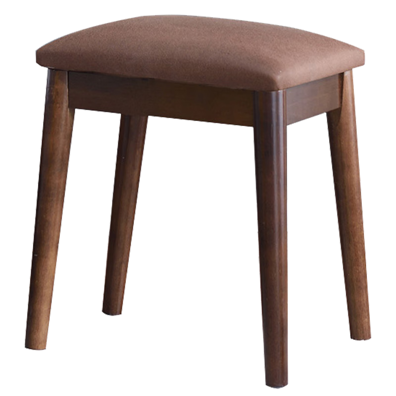 家逸实木梳妆凳现代简约软包凳子家用卧室书桌凳北欧网红化妆凳 胡桃色RF-1404