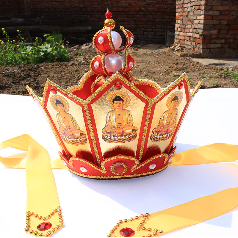 姬昔唐僧帽子cos西游记服装头饰五佛冠神像帽子唐三藏和尚僧人演 和尚