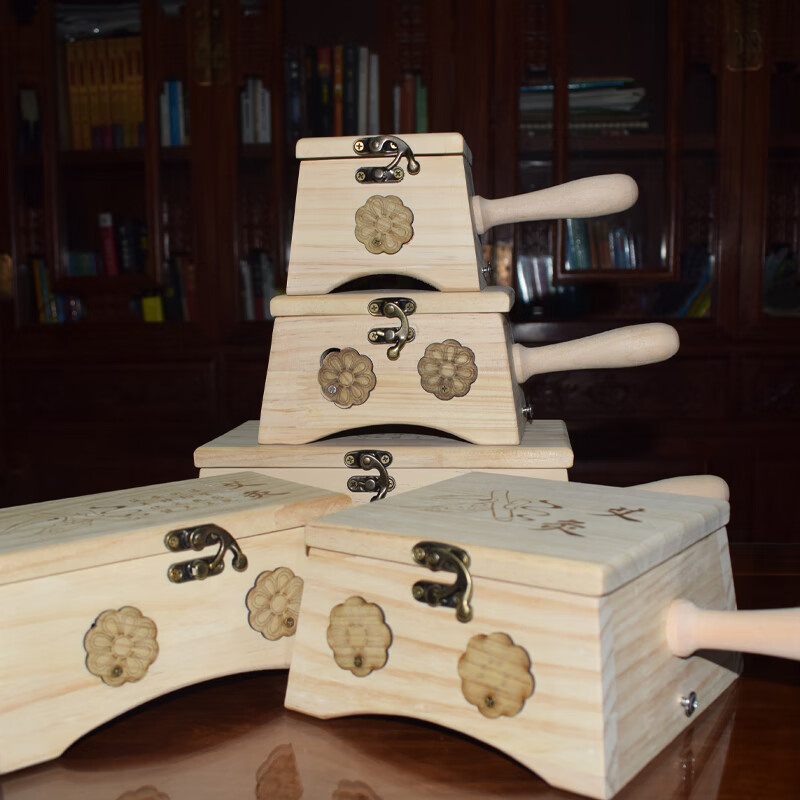 帝春堂 实木无漆艾灸盒单针六针多针随身灸盒悬灸盒明火艾灸盒艾灸 实木双针灸盒+艾柱一盒（54柱）