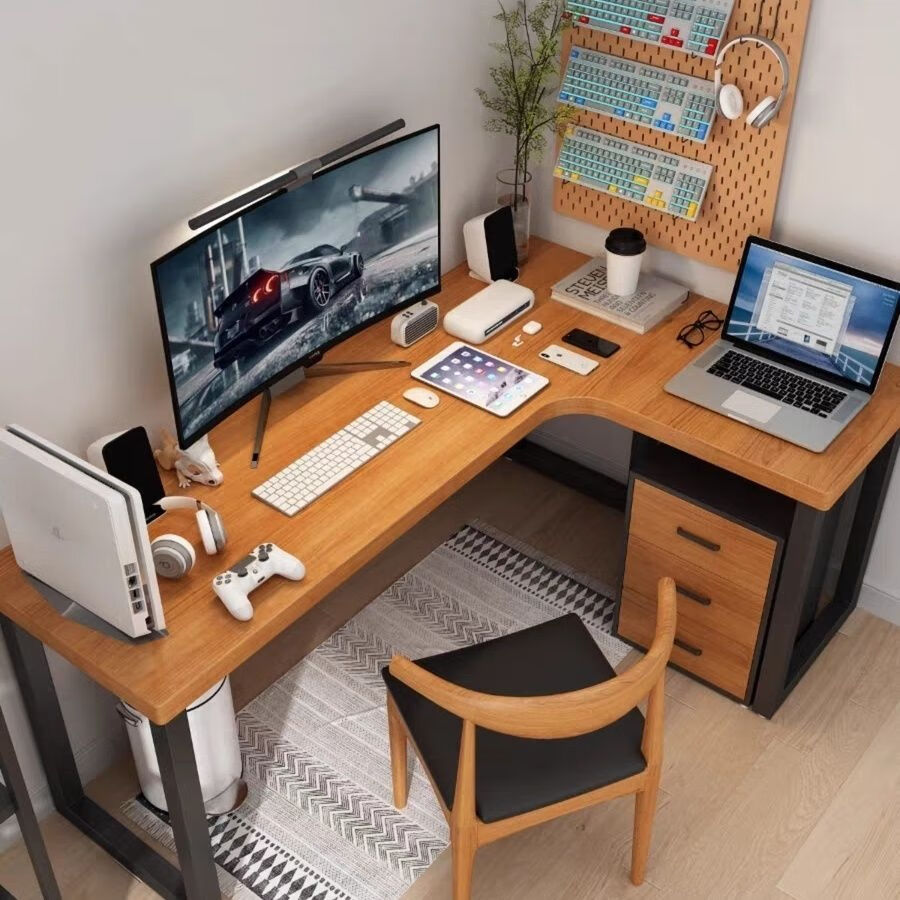 米聆2024新款实木转角电脑桌拐角电脑书桌台式桌子家用靠墙角 100*80*75两边宽40三公分