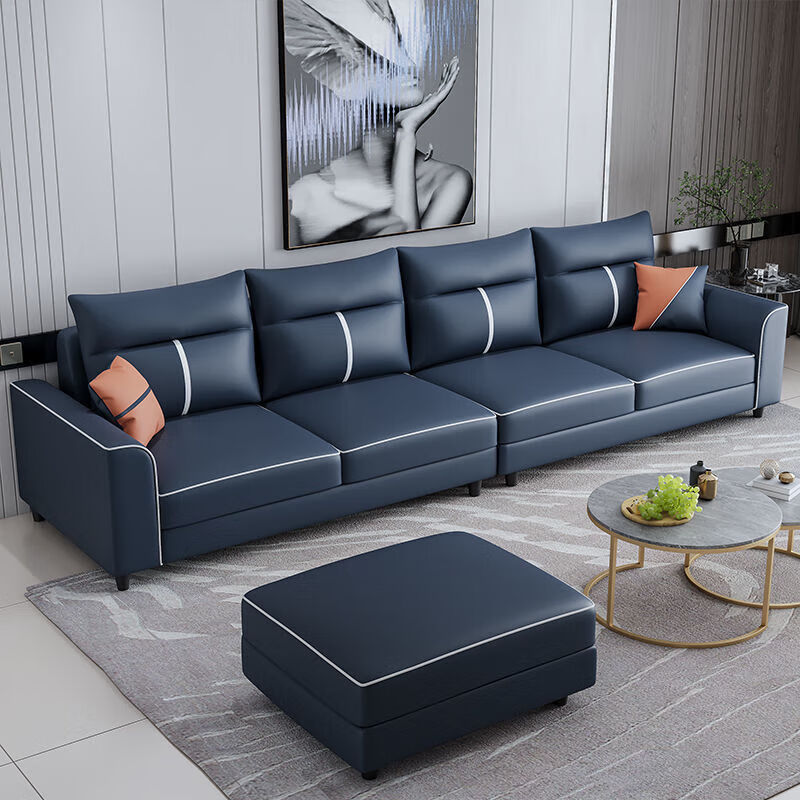 沙发家用客厅免洗科技布艺大小户型三人多人网红组合 宝石蓝-海绵