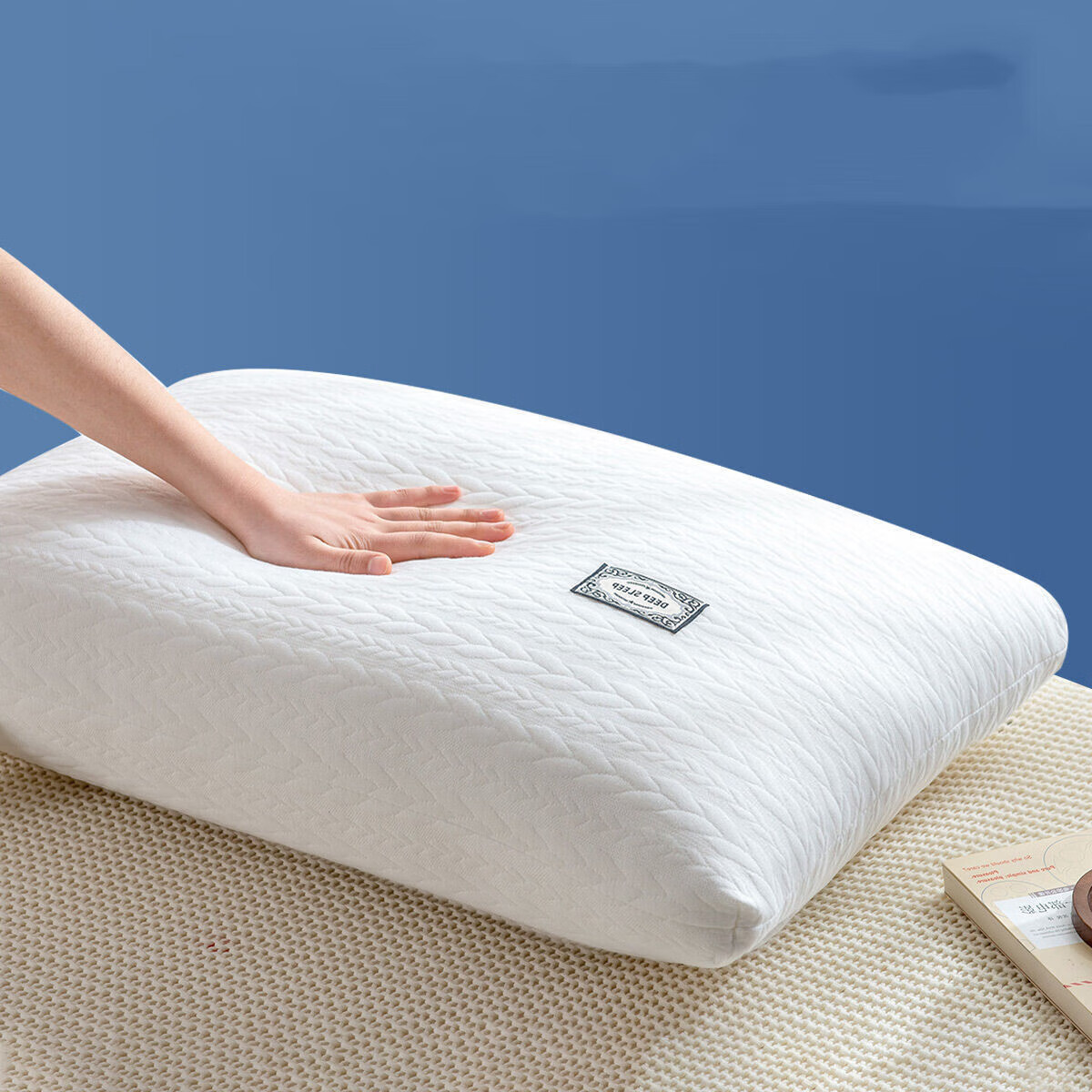 欧薇娜（OIVFNDQN）高枕头枕芯枕一对套装单人整头枕男家用酒店专用学生 护颈助眠按摩枕[白色低枕一只