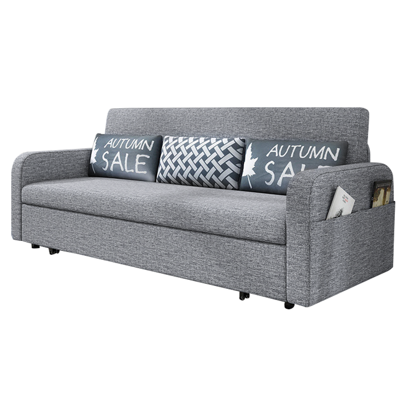 顾格 沙发床 可折叠沙发床客厅多功能两用伸缩沙发 单人双人小户型铁架棉麻布艺沙发 H01-140含储物箱
