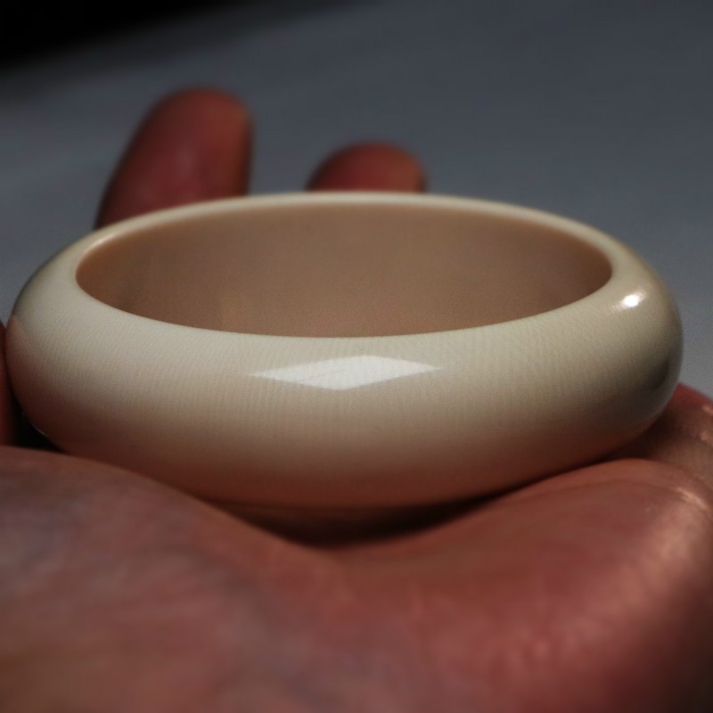 菩萃阁 猛犸象牙 冰料原色满纹果冻手镯 子圆镯贵妃镯20/10男女 2.