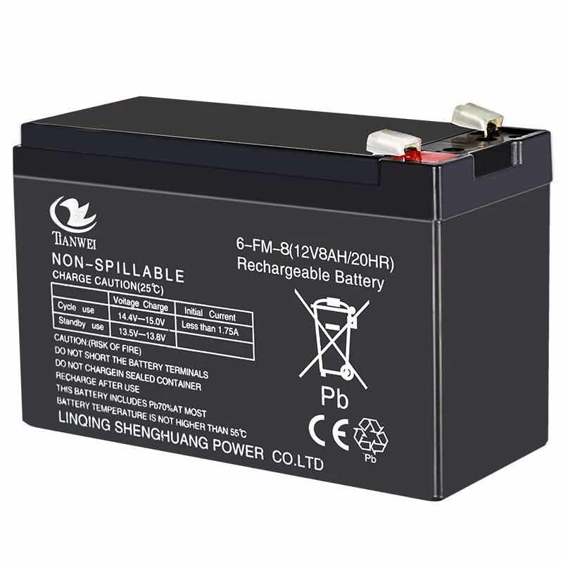 天威蓄电池6fm8安防消防主机音响ups照明电梯应急电瓶 12v8ah-实威(重