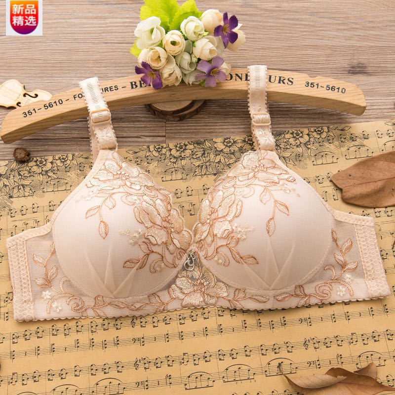 小胸聚拢文胸女士内衣女薄款无钢圈胸罩绣花收副乳透气美背 【单件装】肤色 36/80B