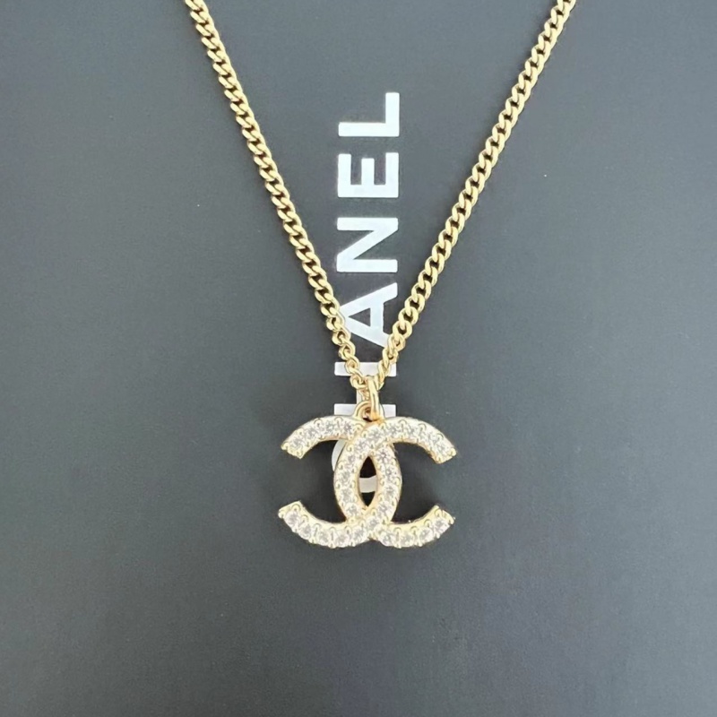 chanel香奈儿 女项链 金色双c镶嵌水钻项链