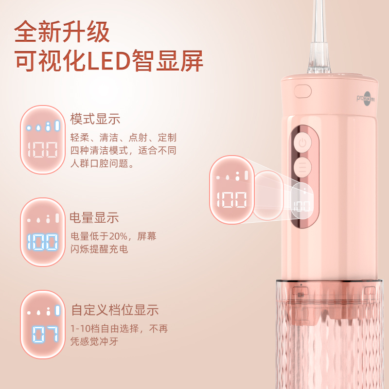 博皓（prooral）沖牙器/洗牙器/水牙線/潔牙器 便攜式設(shè)計 F30 琺瑯灰