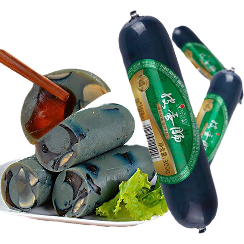 锣皮蛋肠 300g 火腿肠香肠即食皮蛋瘦肉粥松花蛋凉拌菜下酒菜冷盘