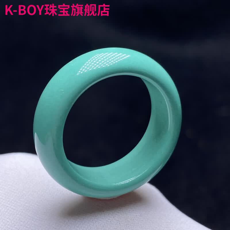 K-BOY湖北原矿高瓷丫角山果冻料绿松石指环跑环戒指戒圈男女配饰 (4)内径20mm丫角山果冻料绿松石属于什么档次？