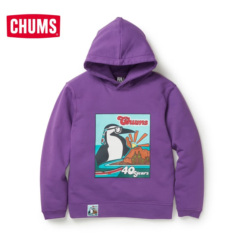CHUMS洽洽鸟40周年户外秋冬加厚保暖时尚运动休闲卫衣帽衫CH00-1410 紫色P002 XL