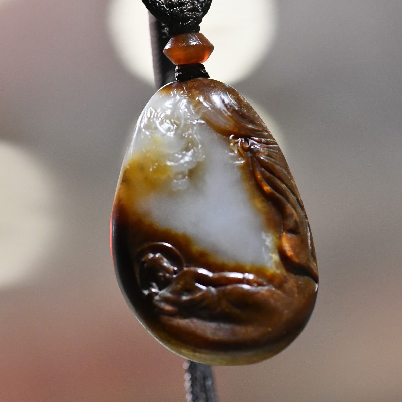 游此斋玉石收藏天然新疆和田玉籽料龙纹挂件挂饰玉石