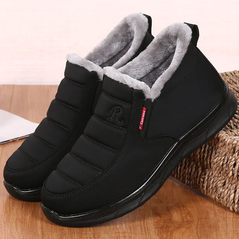 秋冬加大码高筒牛筋底雨靴雨鞋男老北京布鞋男棉鞋款防水加绒保暖高帮