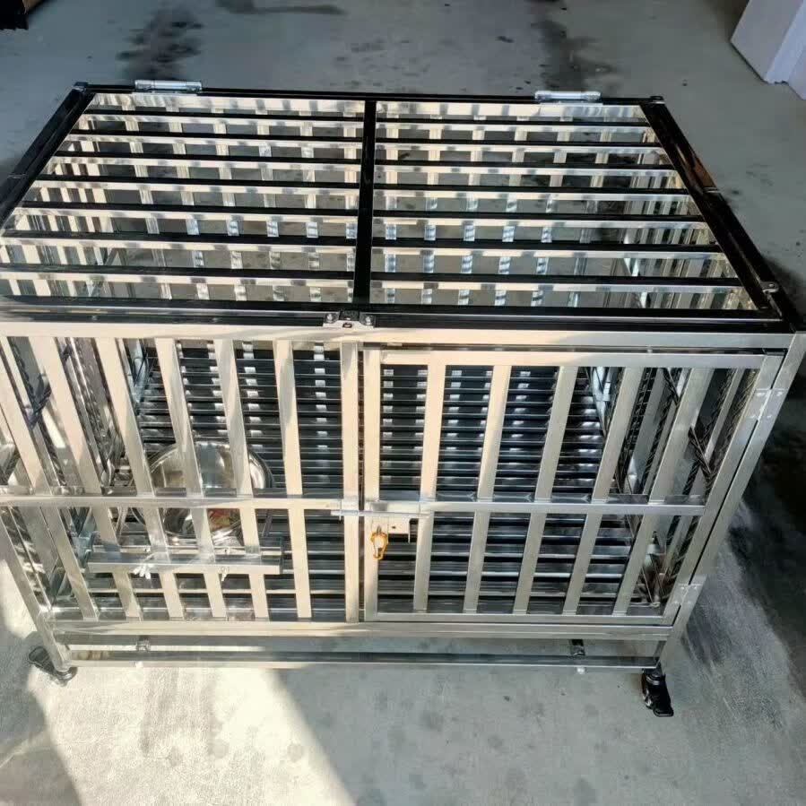 加厚全方管不锈钢狗笼子小中大型犬宠物笼金毛组装折叠室内带厕所 长