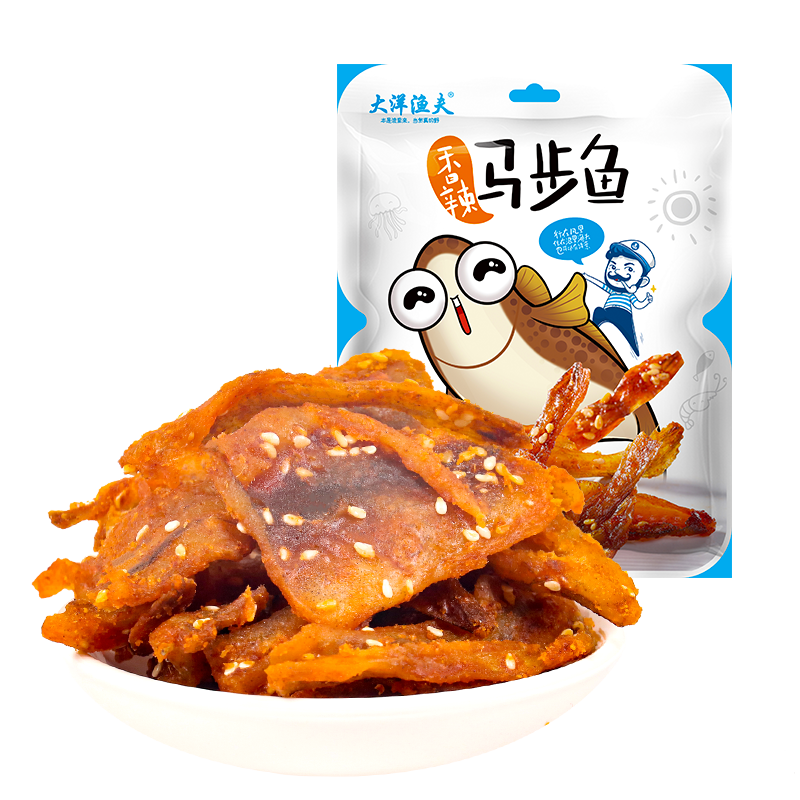 炭烤香辣马步鱼80克 深海小鱼干烤鱼片即食海鲜休闲食品 大洋渔夫干货
