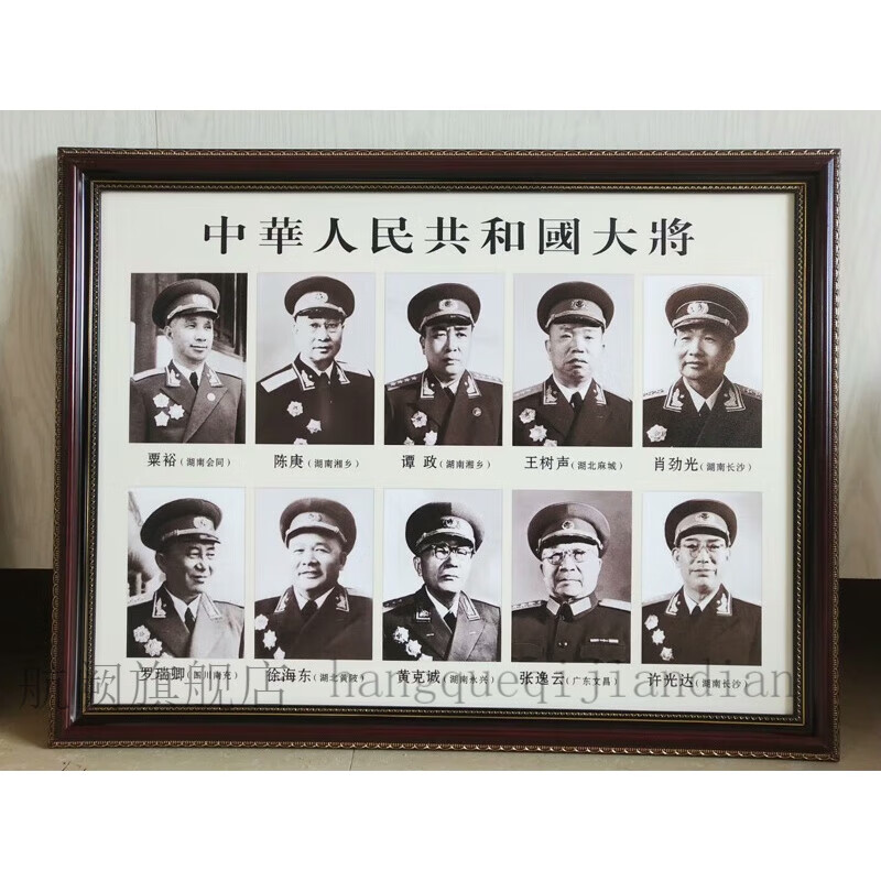 元帅画像挂画旧版中将上将将像办公室书房横幅墙画 十位大将 52*75