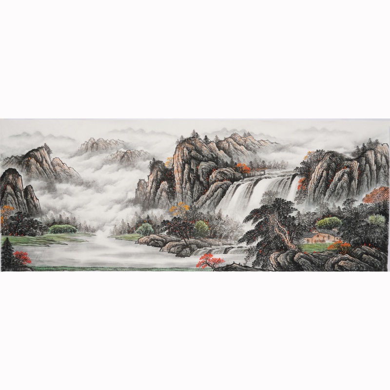 皓涛 小六尺无款山水画纯手绘国画中式客厅玄关字画装饰画没落款0405