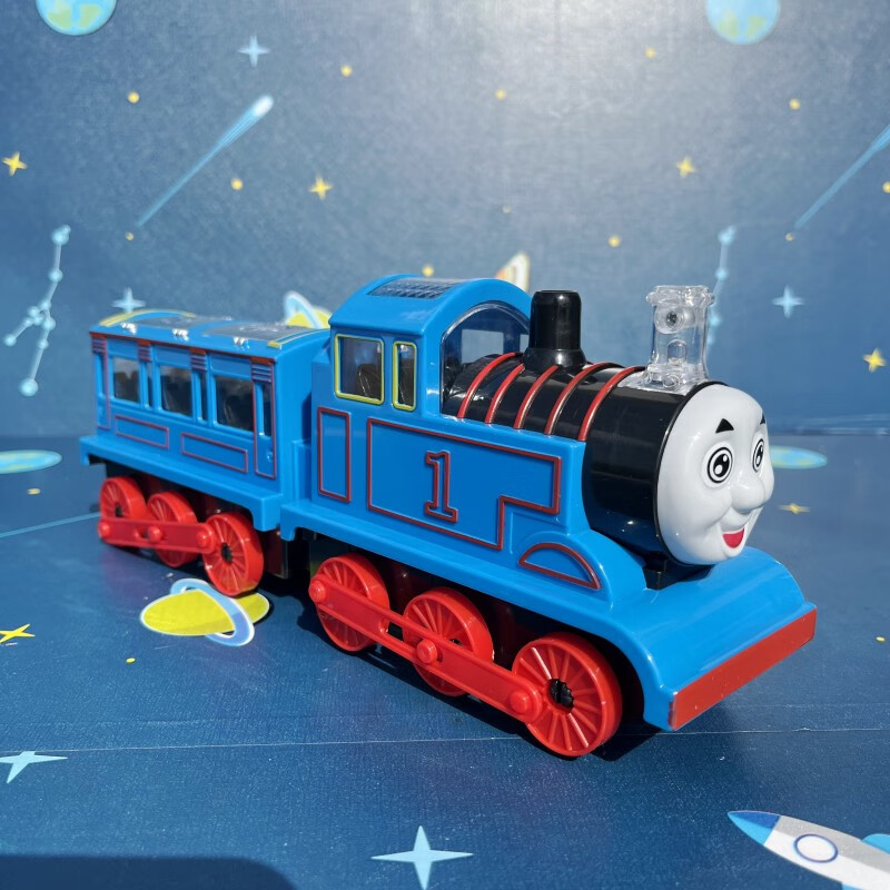 电动灯光音乐小火车男孩喜欢蓝色火车头带车厢玩具小定制  卡通贴纸