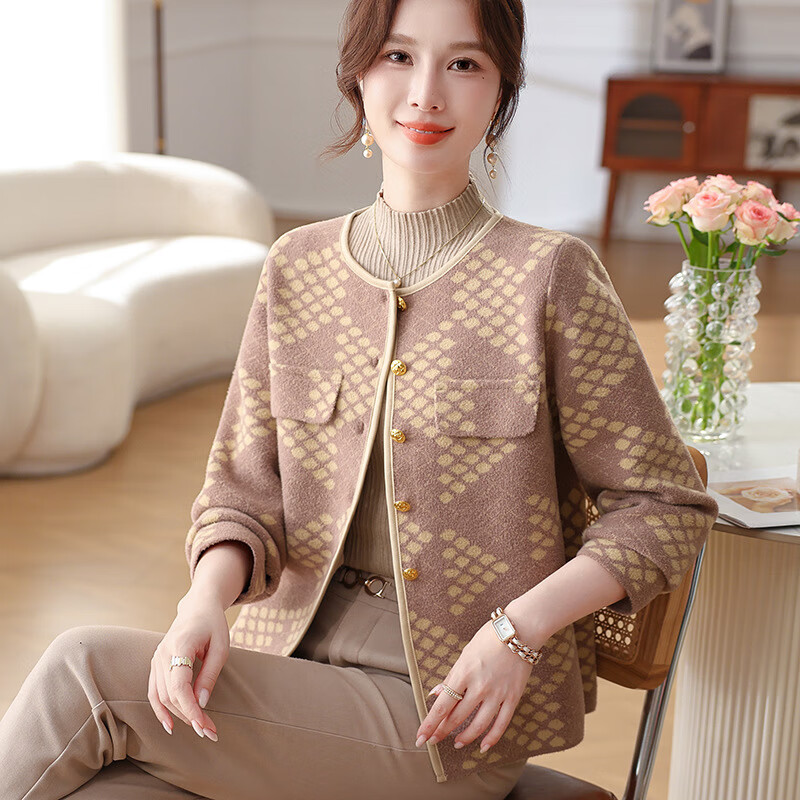 歌米拉(gemila)妈妈秋装小香风外套时尚短款小褂新款中老年女装减龄