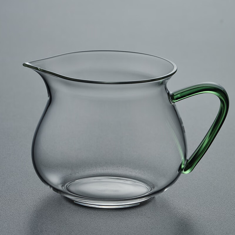 把手隔热防烫家用高档茶漏过滤杯个人专用杯功夫茶杯 玻璃公道杯-灰色