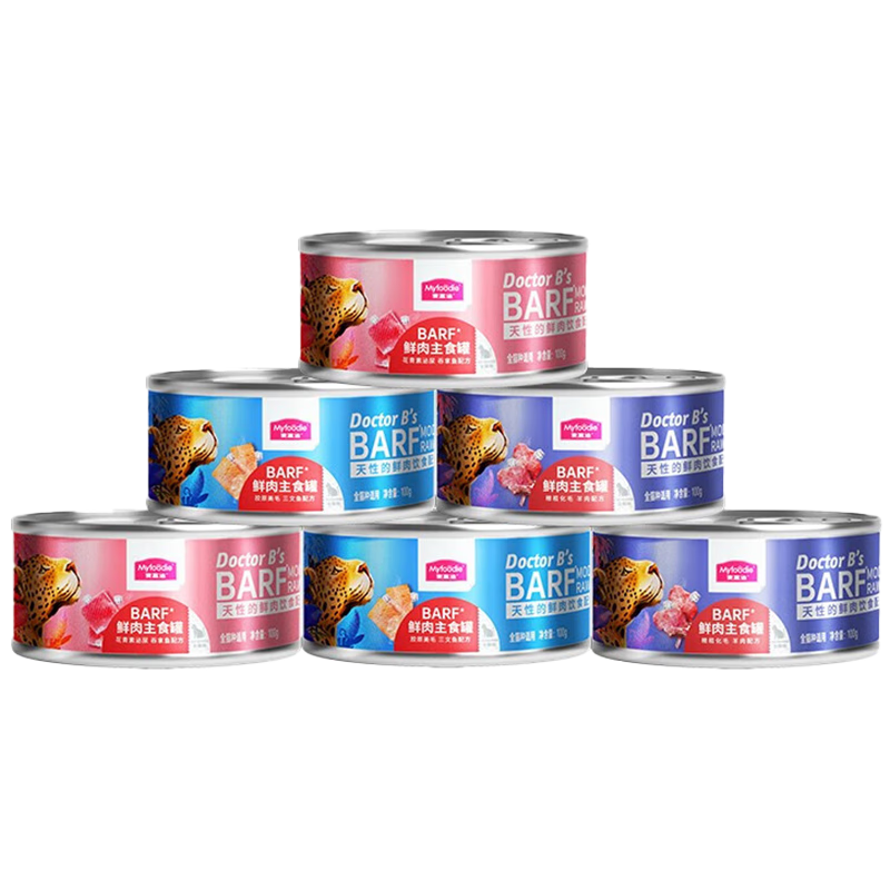 麦富迪 猫罐头 barf鲜肉主食罐头成幼猫通用猫咪零食湿粮  混合装100g*6