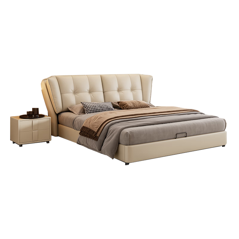 ���ڲ�����������ͥ�� ˫�˴�1.8��2�����ݼ�ԼƤ�մ�����С�����������Դ󴲴��ﴲ ��+�齺����+��ͷ��*2 1.8��*2�׿�ܽṹ���������壩