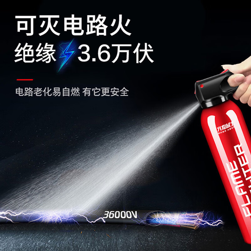 康赟【精选百货】火焰战士600ml车用灭火器便携式水基车载灭火器小型 红色600ML
