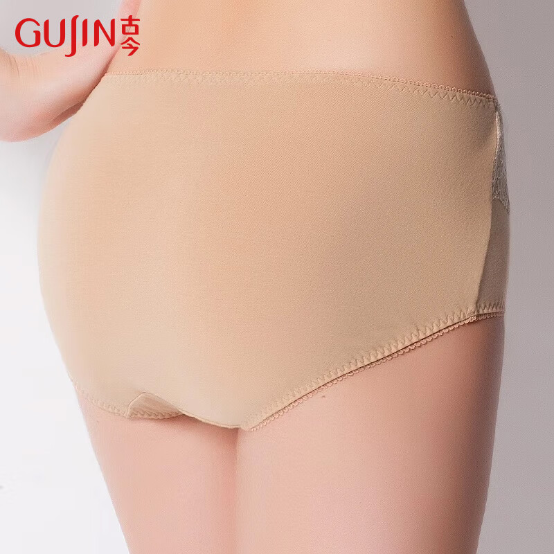 古今【全网已售50W+】女士高腰内裤收腹氨棉蕾丝性感透气提臀三角小裤 肤色 【 1条 2XL 175 /100