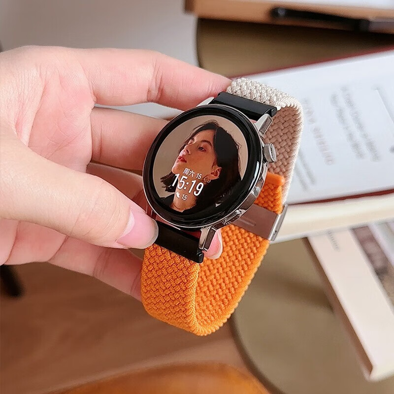 适用真我t1尼龙编织手表带 realme watch t1金属卡扣弹力拼色腕带