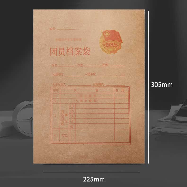 三益档案 团员档案袋绿本密封条大号加厚档案袋牛皮纸质文件袋公文袋