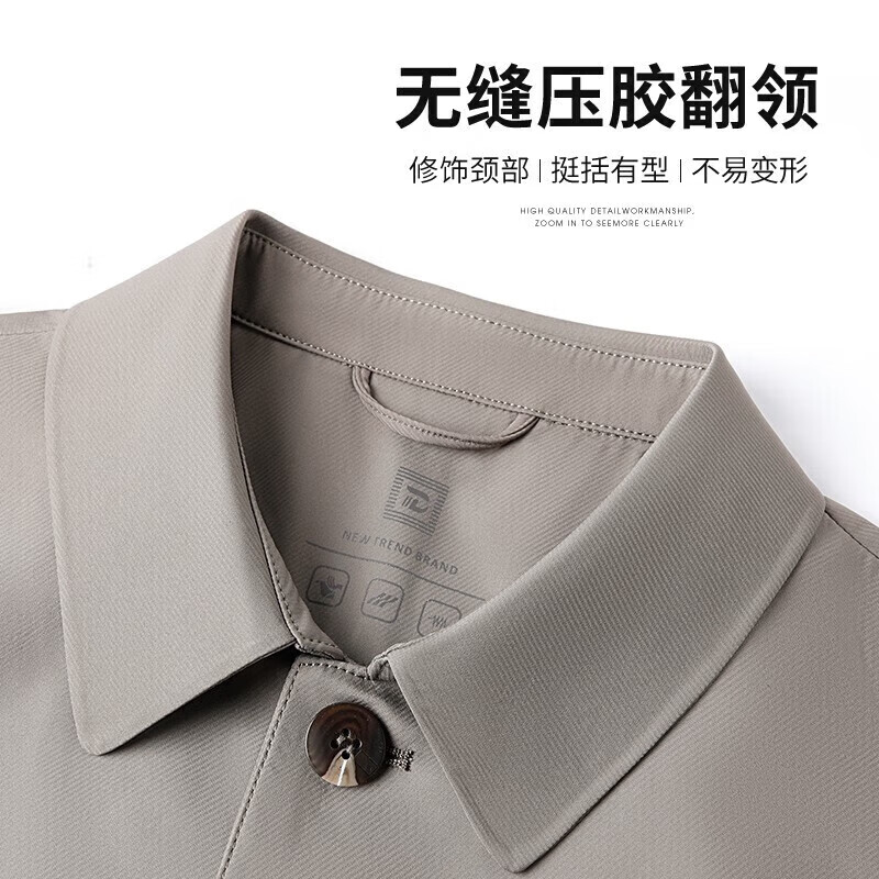 SHANSHAN杉杉行政夹克男春季新款抗皱无缝压胶翻领外套男士通勤 藏青色 L 175 /175