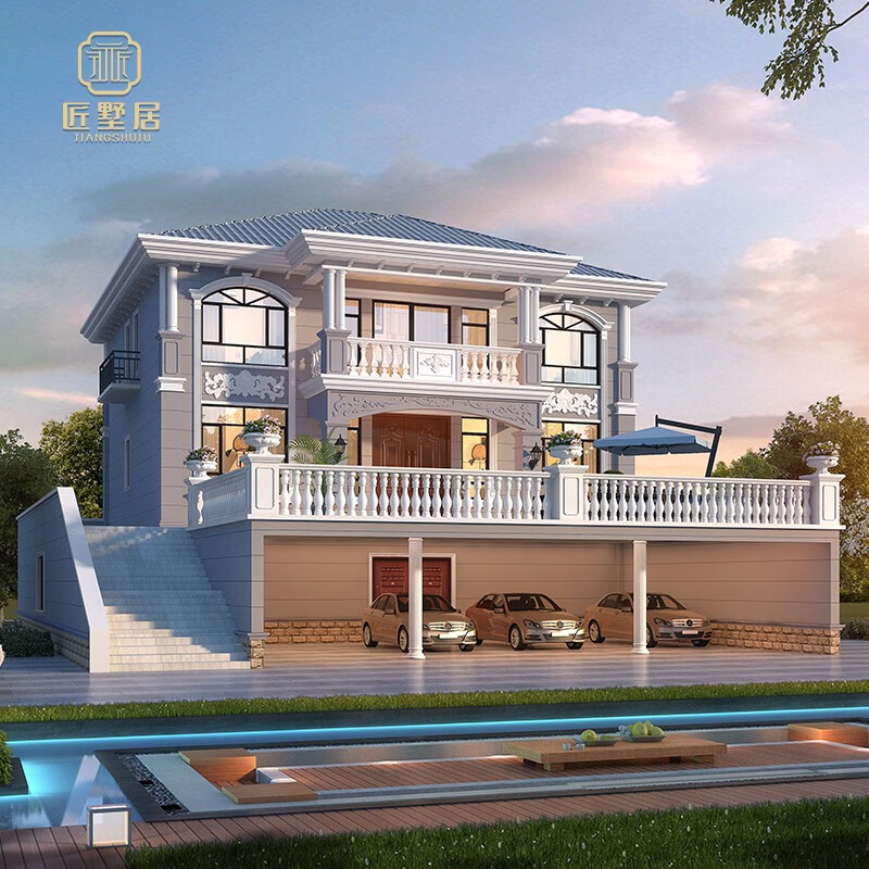 图纸带车库自建房设计图2103587带阳台乡村建筑房子设计图带堂屋图纸