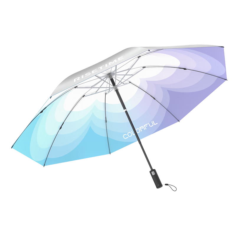 日全時(shí)電動(dòng)雨傘全自動(dòng)傘晴雨兩用遮太陽(yáng)傘女生鈦銀膠防曬防紫外線UPF50+ 【反向鈦銀】漸變花藍(lán)