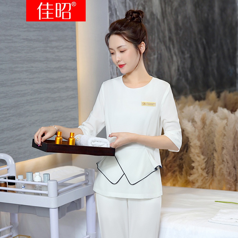 佳昭 美容院美容师工装女2022春夏新款spa养生水疗足浴足疗技师工作服